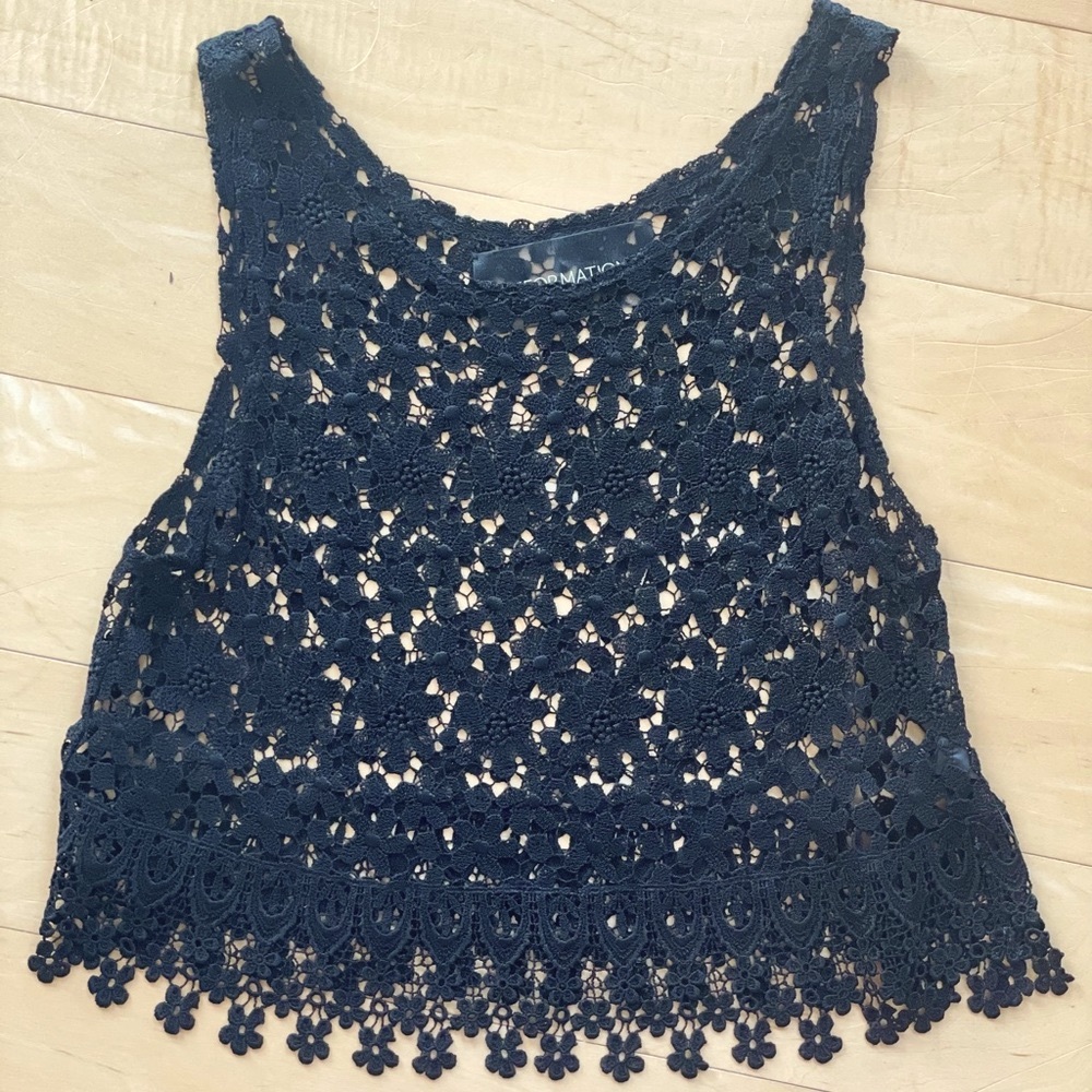 REFORMATION Crochet Black Crop Top XS/S